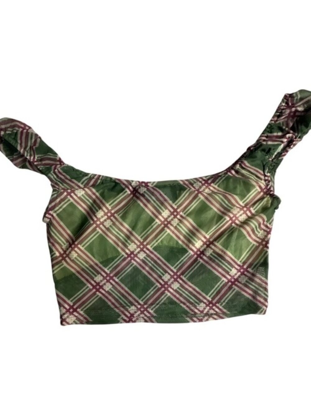 Crop Top Cap Sleeve Mesh Stretch Small - Picture 2 of 2